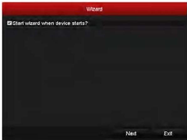 Wizard ✓ Start wizard when device starts? Next Exit