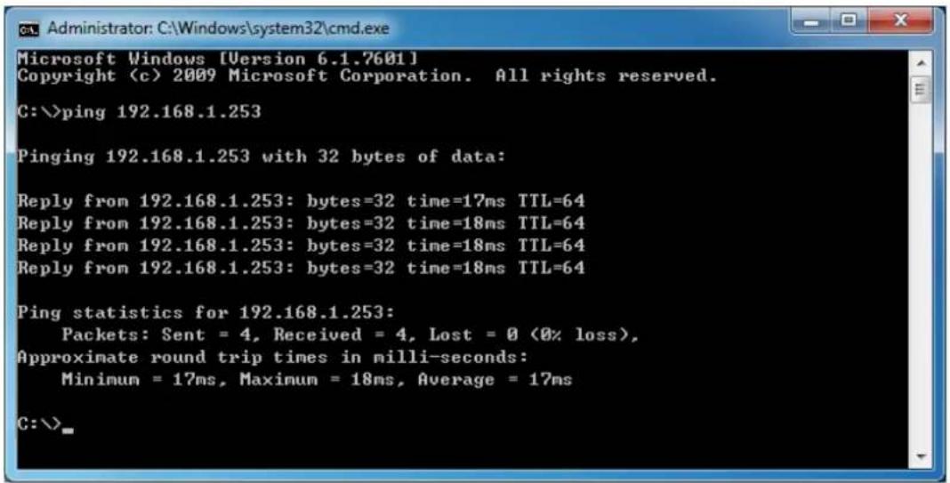 Planet WNAP-W2201A - Open a command prompt, type ping 192.168.1.253 and then press Enter. - 1