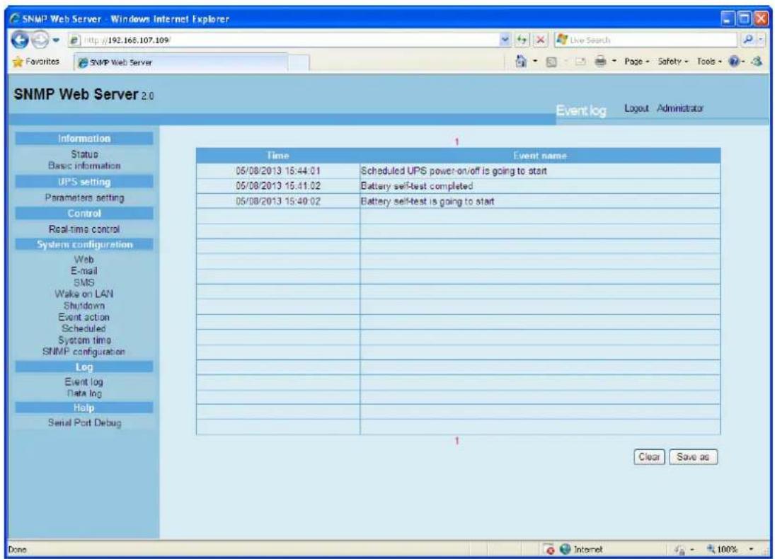 PowerPlus SNMP Box - Event log - 1