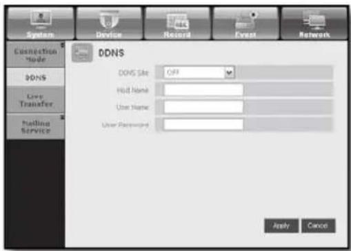 System Connection Node DONS Live Transfer Handling Service DONS DONS Site OFF Host Name: User Name: User Password: Apply Cancel