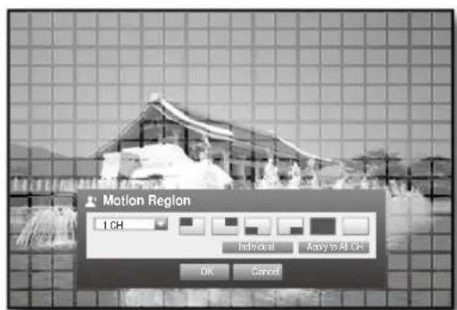Motion Region 1.CH Individual Easy to At.CH OK Cancel