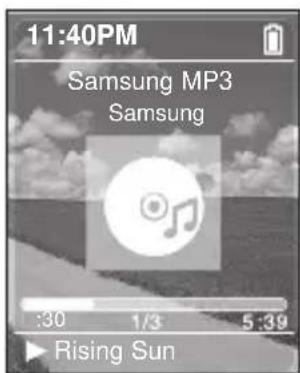 11:40PM Samsung MP3 Samsung :30 1/3 5:39 Rising Sun