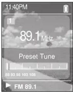 11:40PM 1 89.1 MHz Preset Tune 88 93 98 103 108 FM 89.1