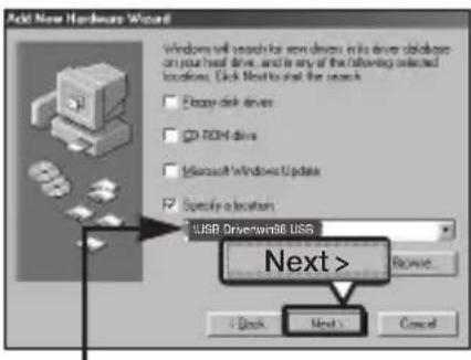 Add New Hardware Wizard Windows will search for new drivers in its driver database on your next drive, and in any of the following selected locations. Click Next to exit the search. □ Escape disk drives □ ROM drive □ Microsoft Windows Update ☑ Specify a location USB Driverwir68 USB Next > Browse < Back Next > Cancel