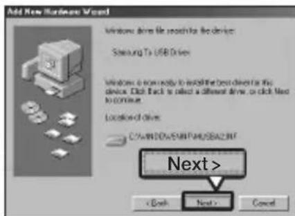 Add New Hardware Wizard Windows drive file search for the device Samsung To USB Drive Windows is now ready to install the best drive for the device. Click back is selected a different drive, or click next to continue. Location of drive: C:\WINDOWS\SMF401\28A2.BIF Next > < Back Next > Cancel