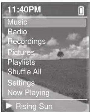 11:40PM Music Radio Recordings Pictures Playlists Shuffle All Settings Now Playing Rising Sun