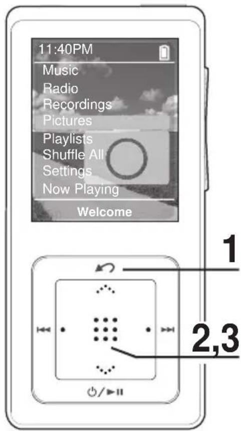 11:40PM Music Radio Recordings Pictures Playlists Shuffle All Settings Now Playing Welcome 1 2,3