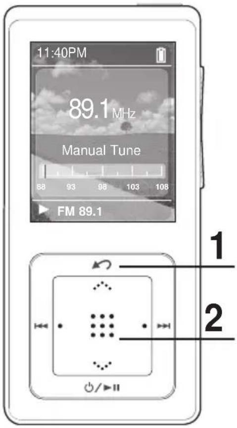 11:40PM 89.1 MHz Manual Tune 88 93 98 103 108 ▶ FM 89.1 1 2