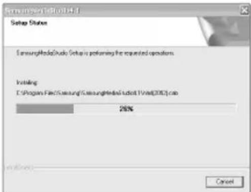 SamsungStudio Studio Setup Setup Status SamsungStudio Studio Setup is performing the requested operations. Installing C:\Program Files\Samsung\SamsungStudio Studio\1\Vit\2002.cap 26% inaVit Cancel