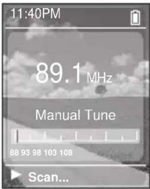 11:40PM 89.1 MHz Manual Tune 88 93 98 103 106 Scan...