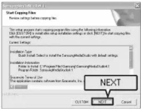 Sensorservix Studio 1 Start Copping File Review ratings before copying files. The setup program starts copying program files using the following information: Click [CUSTOM] to install after setup installation settings or click [NDIT] to start copying files with the current settings. Current Settings: Installation Type Quick Install Select to install the SamsungMediaStudio with default settings Installation Information Folder to install C:\Program Files\Samsung\Samsung\Microsoft\Autolat 1 Program Files\Samsung\MediaStudio1.1 Greencite Terms of Use The application contains software from Geocarens, Inc. NEXT CUSTOM NEXT Cancel