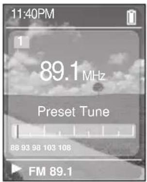 11:40PM 1 89.1 MHz Preset Tune 88 93 98 103 108 FM 89.1