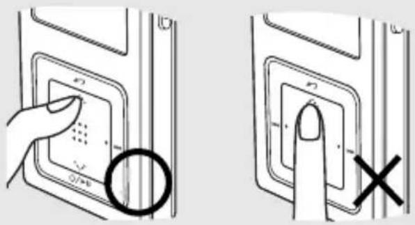 Diagram showing two states of a device control panel with labeled buttons and a hand pointing to the button.