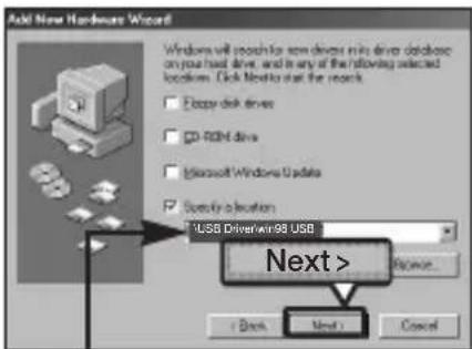 Add New Hardware Wizard Windows will reach for new drivers mini drive database on your hard drive, and in any of the following selected locations. Click Next to start the next. □ Copy disk drives □ HDMI drive □ Microsoft Windows Update □ Supply a location USB Driverwin 98 USB Next > Browse... < Back Next > Cancel