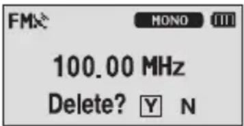 FMX MONO [11] 100.00 MHz Delete? Y N