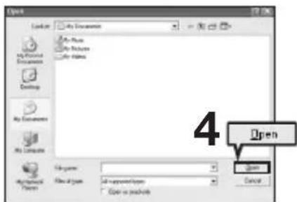 Open Look in: My Documents My Documents Desktop My Documents My Computer File name: File type: All-upwritten types Open to choose 4 Open Cancel