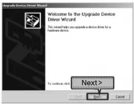 Upgrade Device Driver Wizard Welcome to the Upgrade Device Driver Wizard This wizard helps you upgrade a device drive for a hardware device. To continue, click Next > Next > Cancel