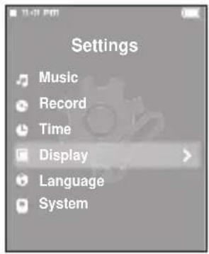 Settings Music Record Time Display Language System