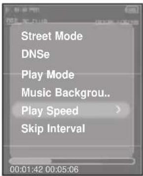 Street Mode DNSe Play Mode Music Backgrou.. Play Speed > Skip Interval 00:01:42 00:05:06