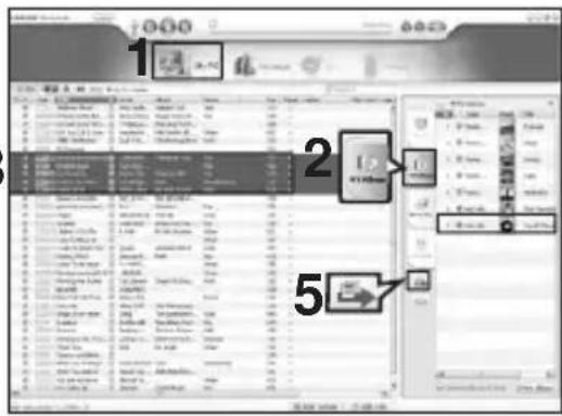 Screenshot of a software interface with numbered annotations pointing to UI elements like 'File', 'Edit', and 'Export'.