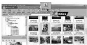 Screenshot of a website navigation interface with multiple video thumbnails and menu options
