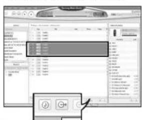 Screenshot of a software interface showing a dropdown menu with options like 'OK', 'Cancel', and 'Action' alongside a toolbar with icons.