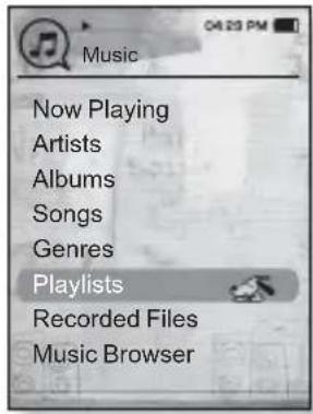 Music Now Playing Artists Albums Songs Genres Playlists Recorded Files Music Browser