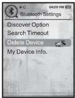 Bluetooth Settings Discover Option Search Timeout Delete Device My Device Info.