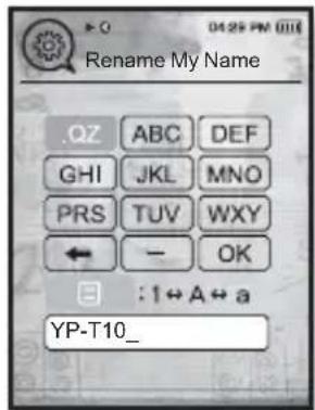 .QZ ABC DEF GHI JKL MNO PRS TUV WXY ← - OK :1+A+a YP-T10_