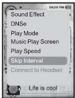 Sound Effect DNSe Play Mode Music Play Screen Play Speed Skip Interval Connect to Headset Life is cool