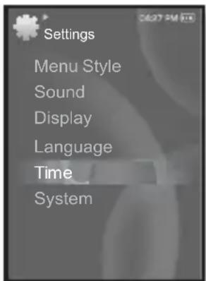 Settings Menu Style Sound Display Language Time System