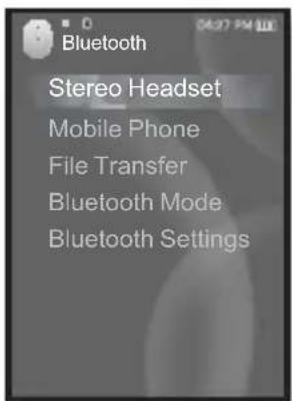 Bluetooth Stereo Headset Mobile Phone File Transfer Bluetooth Mode Bluetooth Settings