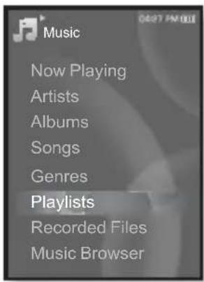 Music Now Playing Artists Albums Songs Genres Playlists Recorded Files Music Browser