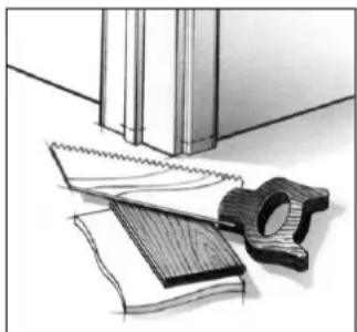 Illustration of a pair of wooden and metal tools placed on a surface, with no visible text or symbols.