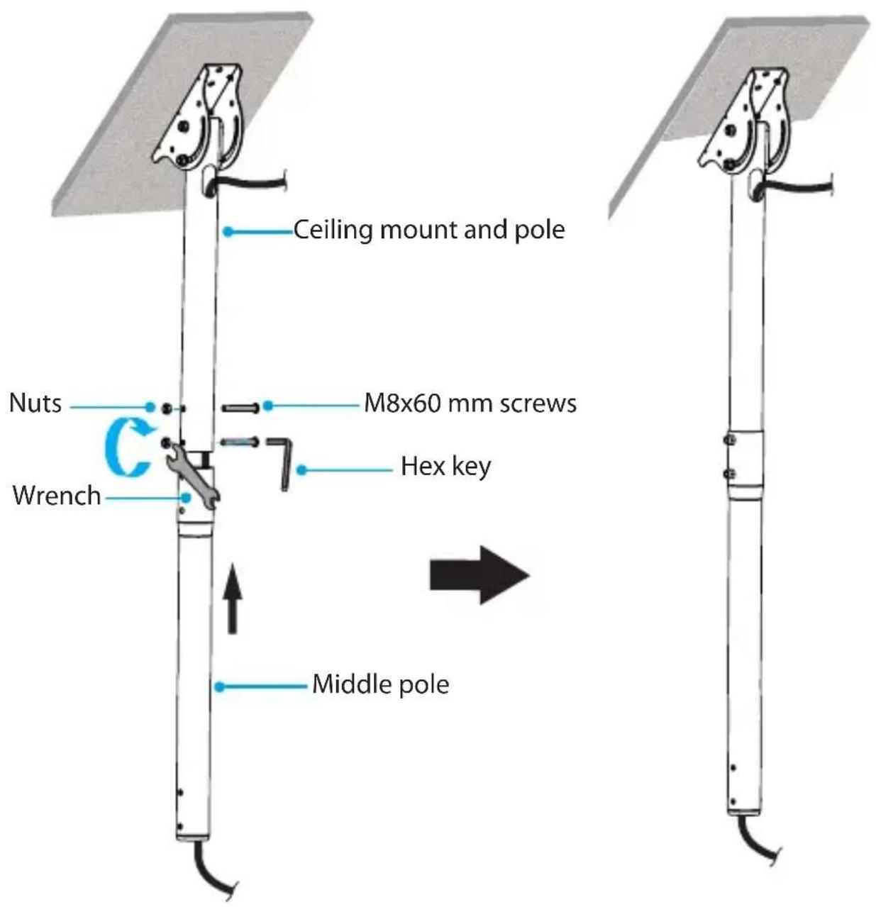 StarTech.com FPCEILPTBLP - Attach the middle pole to the ceiling mount and pole - 2
