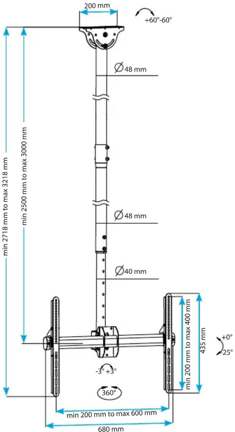 StarTech.com FPCEILPTBLP - Product dimensions - 1