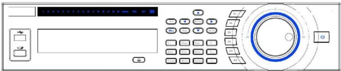 Control panel interface with labeled buttons and a circular dial indicator