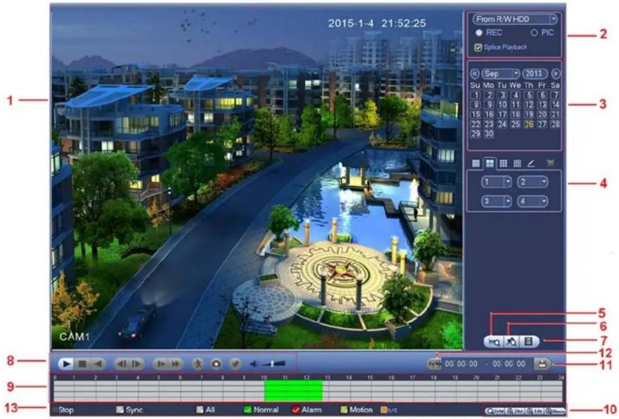 2015-1-4 21:52:25 From R/W HDD REC PIC Splice Playback Sep 2013 Su Mo Tu We Th Fr Sa 1 2 3 4 5 6 7 8 9 10 11 12 13 14 15 16 17 18 19 20 21 22 23 24 25 26 27 28 29 30 CAM1 1 2 3 4 5 6 7 12 11 Stop Sync All Normal Alarm Motion IVS 00:00:00 - 00:00:00 Stop Sync All Normal Alarm Motion IVS