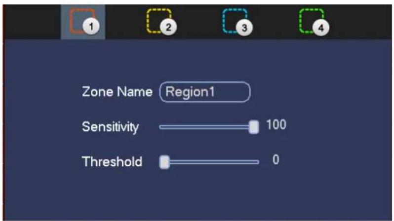 Zone Name Region1 Sensitivity 100 Threshold 0