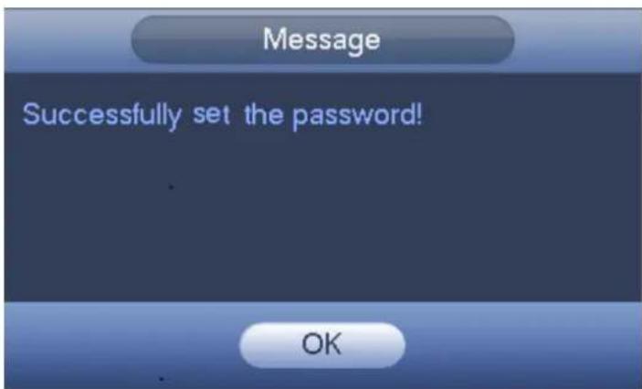 Message Successfully set the password! OK