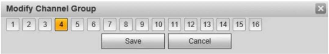 Modify Channel Group 1 2 3 4 5 6 7 8 9 10 11 12 13 14 15 16 Save Cancel