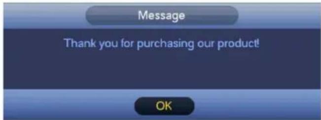 Message Thank you for purchasing our product! OK