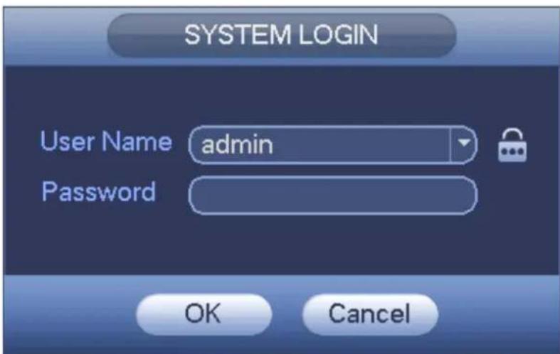 SYSTEM LOGIN User Name admin Password OK Cancel