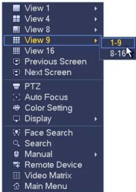 View 1 View 4 View 8 View 9 View 16 Previous Screen Next Screen PTZ Auto Focus Color Setting Display Face Search Search Manual Remote Device Video Matrix Main Menu 1-9 8-16