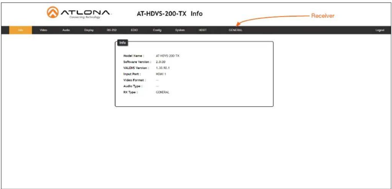 AT-LONA Connecting Technology AT-HDVS-200-TX Info Info Video Audio Display RS-202 EOID Config System HDBT GENERAL Logout Info Model Name : AT-HDVS-200-TX Software Version : 2.0.00 VALENS Version : 1.30.92.1 Input Port : HDMI 1 Video Format : -- Audio Type : -- RX Type : GENERAL