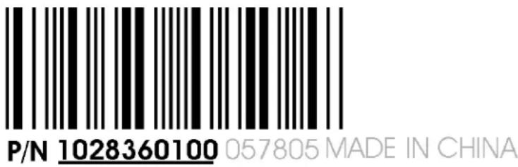 P/N 1028360100 057805 MADE IN CHINA