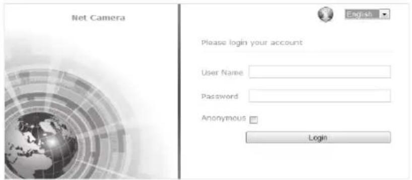 Net Camera Please login your account User Name Password Anonymous Login English