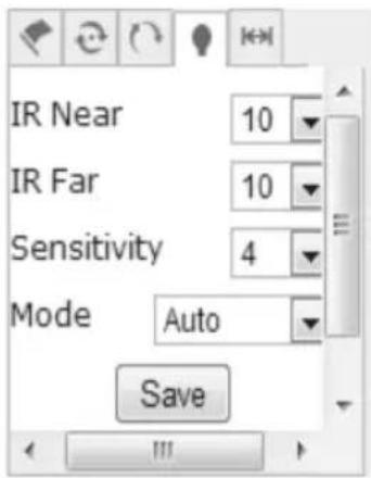 IR Near 10 IR Far 10 Sensitivity 4 Mode Auto Save