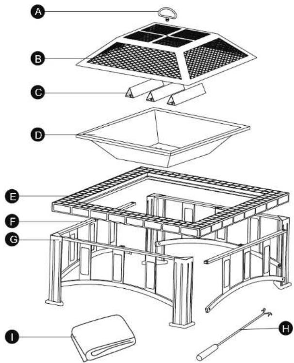 Ambiano 30" Slate Tile Fire Pit 2016 - Advertencia - 10