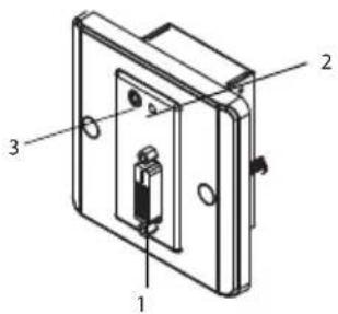 Technical diagram of a door switch with labeled parts 1, 2, and 3